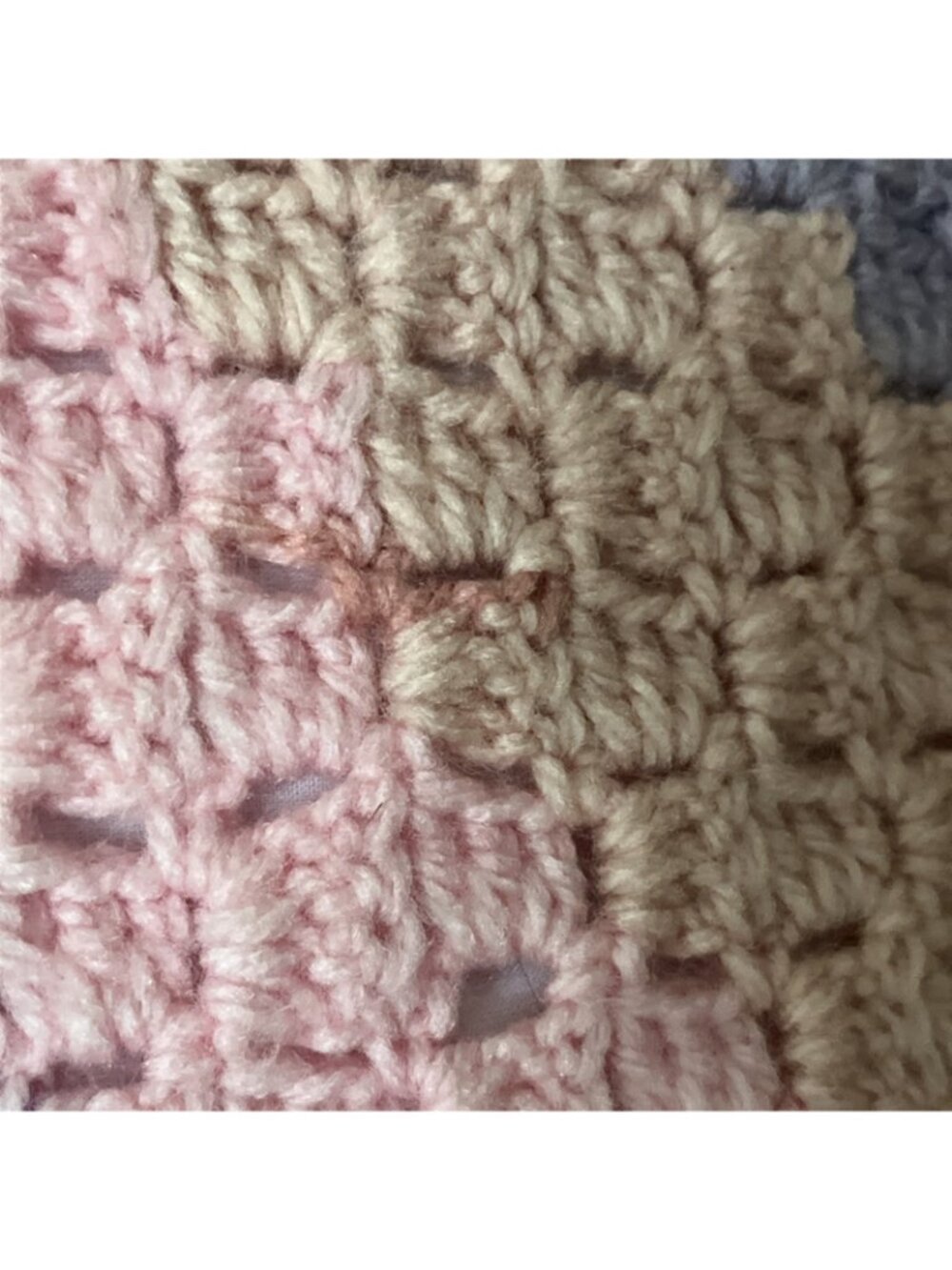 Vtg handmade crochet pastelcore throw pillow 16x16 nursery easter softgirl retro - Picture 3 of 5